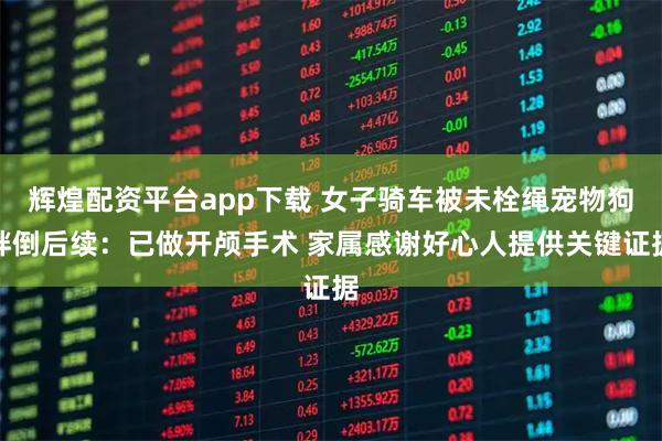 辉煌配资平台app下载 女子骑车被未栓绳宠物狗绊倒后续：已做开颅手术 家属感谢好心人提供关键证据